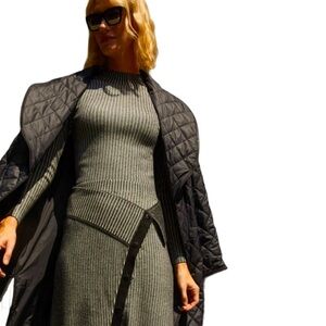 NEW Etcetera Pinnacle Quilted Long Coat Black Size Large